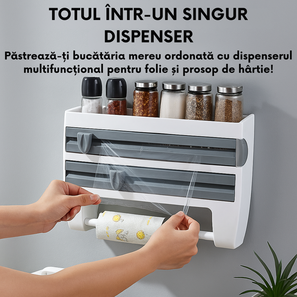 NeatBud™ – Organizator 3 în 1 pentru Bucătărie cu Suport pentru Folie