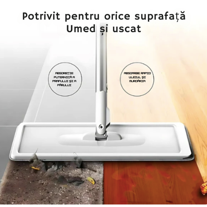 FlatMop™ – Mop Cu Găleată 7L + 5 Rezerve Cadou (Promoție Valabilă Doar Azi)
