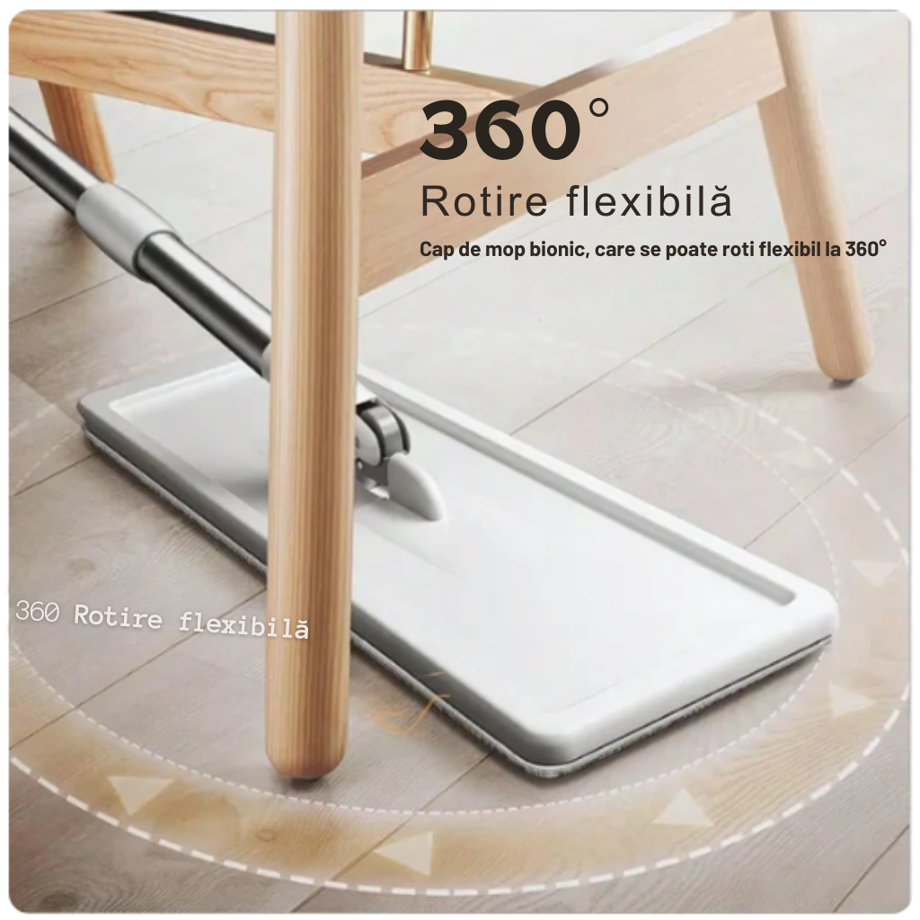 FlatMop™ – Mop Cu Găleată 7L + 5 Rezerve Cadou (Promoție Valabilă Doar Azi)