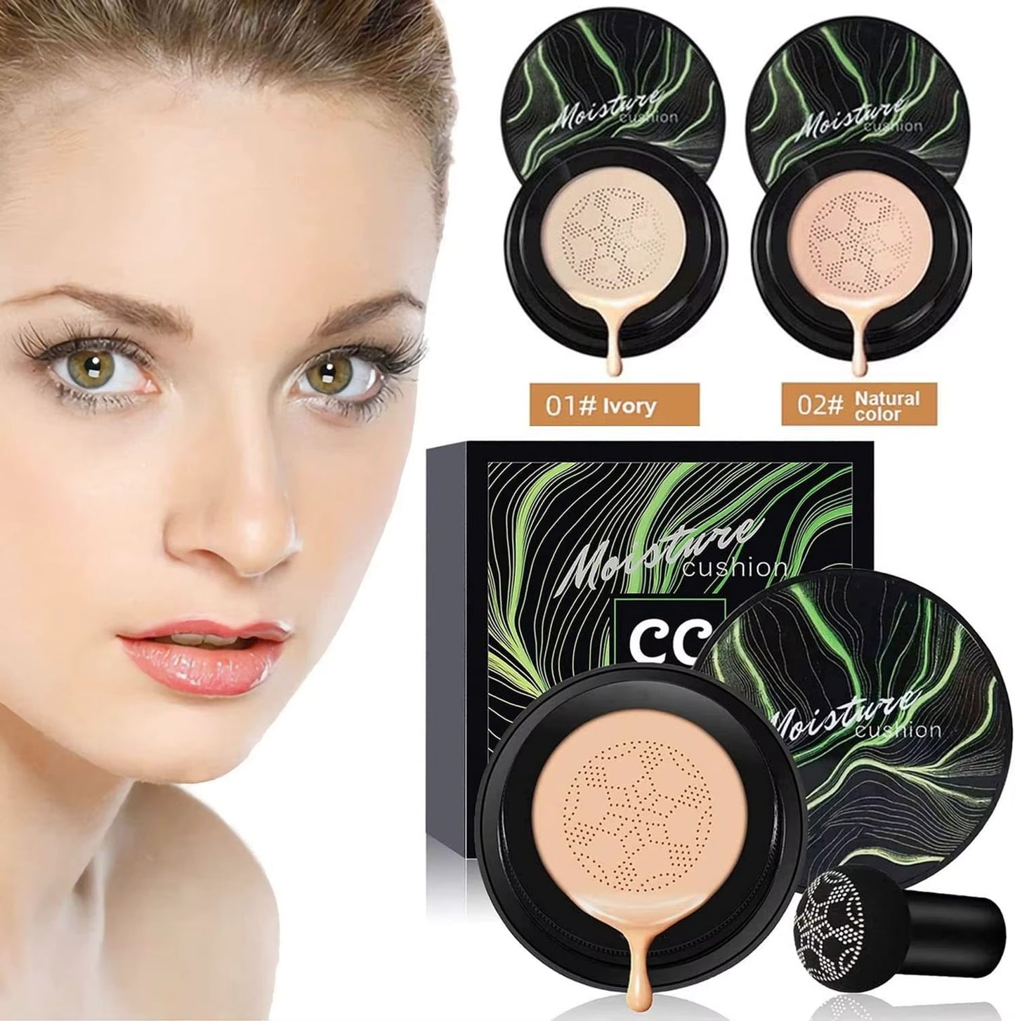 DermaGlow™ - Fond de ten Air Cushion cu Pigmenți Minerali