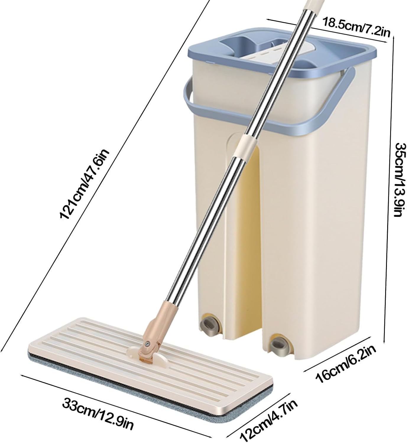 FlatMop™ – Mop Cu Găleată 7L + 5 Rezerve Cadou (Promoție Valabilă Doar Azi)