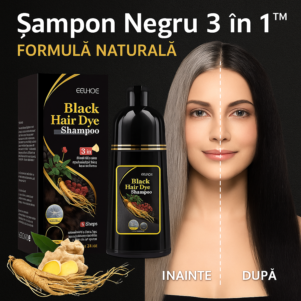 Șampon Negru 3 în 1™ – Culoare, Îngrijire și Strălucire Instantă