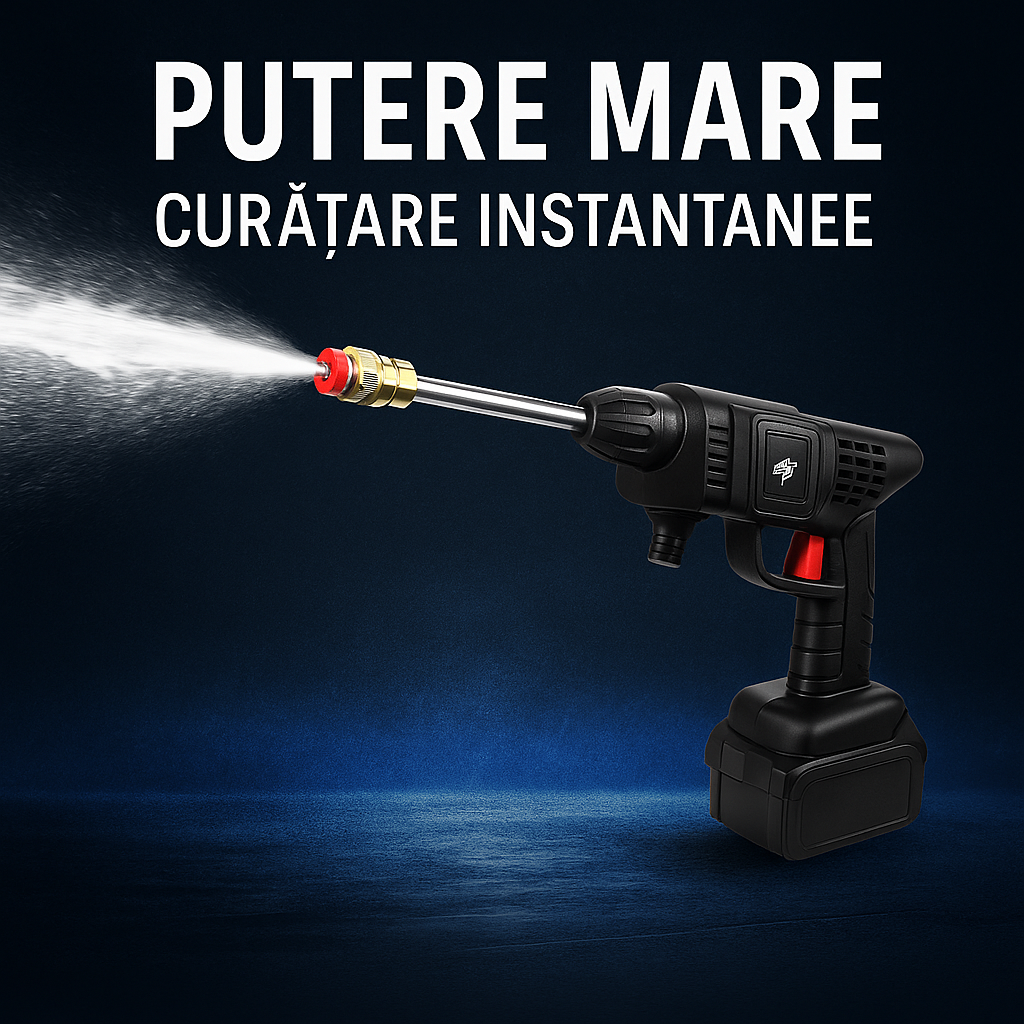 Pistol de Spălat cu Presiune Portabil cu Acumulator, 2 Baterii