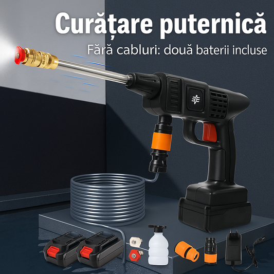 Pistol de Spălat cu Presiune Portabil cu Acumulator, 2 Baterii