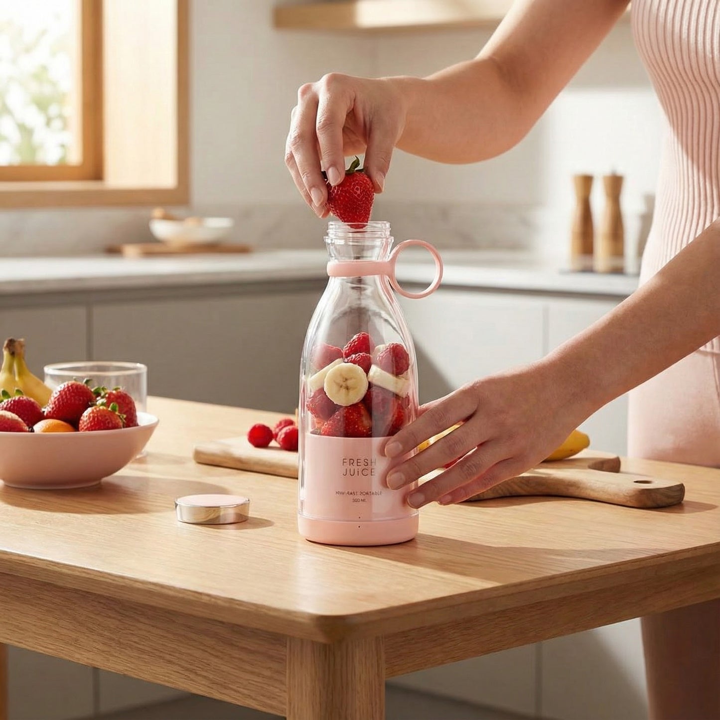 PinkJuice™ – Blender Portabil Pentru Smoothie-uri