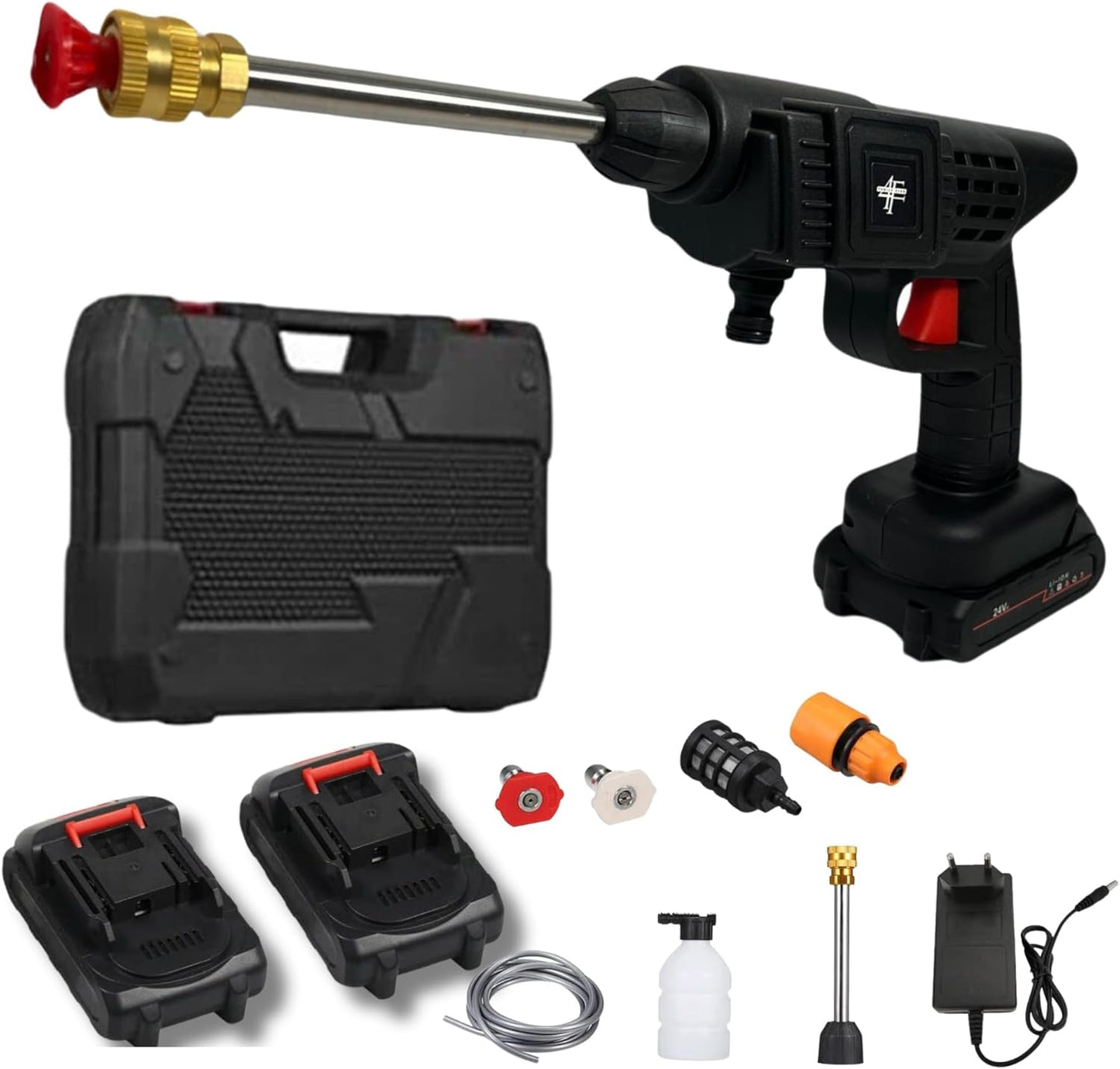 Pistol de Spălat cu Presiune Portabil cu Acumulator, 2 Baterii